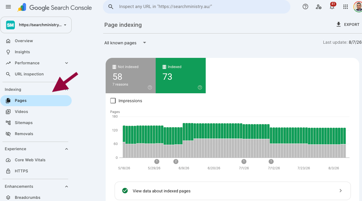 Google Search Console Indexing Coverage Report